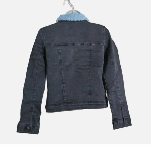 Levi's Trucker Black Jean Denim Jacket Fleece Sherpa Lined Girls 12-13 Size L - Picture 5 of 9